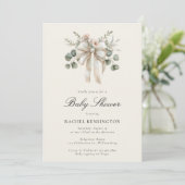 Invitation Baby shower floral de l'Eucalyptus de la Bow vinta (Debout devant)
