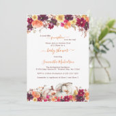 Invitation Baby shower floral de Little Citrouille Fall (Debout devant)