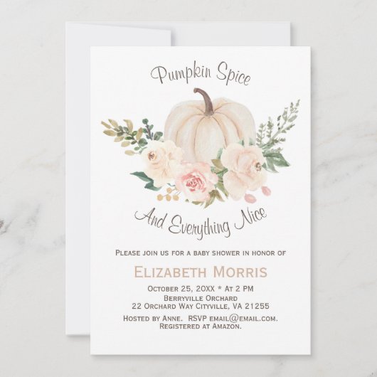 Invitation Baby shower floral de Little Citrouille Fall (Devant)