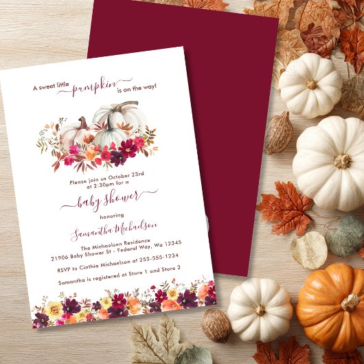 Invitation Baby shower floral de Little Citrouille Fall