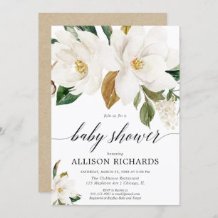 Invitation baby shower floral de magnolia non sexiste