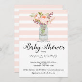 Invitation Baby shower Floral de Mason Jar (Devant / Derrière)