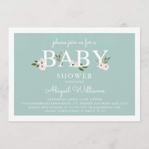 Invitation Baby shower floral de menthe et de rose