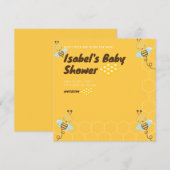 Invitation Baby shower Floral de miel jaune doux (Devant / Derrière)