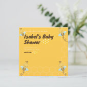 Invitation Baby shower Floral de miel jaune doux (Debout devant)