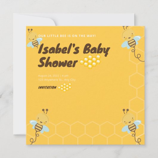 Invitation Baby shower Floral de miel jaune doux (Devant)