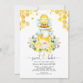 Invitation Baby shower Floral de miel jaune doux (Devant)