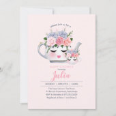 Invitation Baby shower floral de Mlle Eyelashes Teapot Mom (Devant)