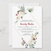 Invitation Baby shower floral de Noël (Devant)