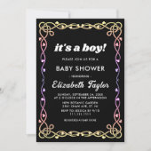 Invitation Baby shower Floral De Nons Noirs Et Blancs (Devant)
