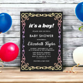 Invitation Baby shower Floral De Nons Noirs Et Blancs