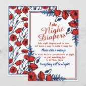 Invitation Baby shower floral de pavot Late Night Diapers Jeu (Devant / Derrière)