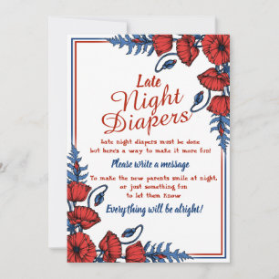 Invitation Baby shower floral de pavot Late Night Diapers Jeu