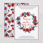 Invitation Baby shower floral de pavot Panneau de bienvenue (Devant / Derrière)