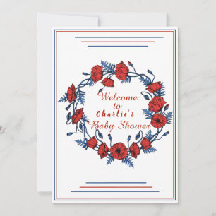 Invitation Baby shower floral de pavot Panneau de bienvenue