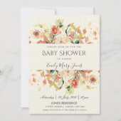INVITATION BABY SHOWER FLORAL DE PEACH PEACH ROSE D'EAU (Devant)
