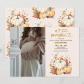 Invitation Baby shower floral de petite citrouille (Devant / Derrière)