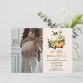 Invitation Baby shower floral de petite citrouille (Debout devant)