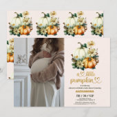 Invitation Baby shower floral de petite citrouille (Devant / Derrière)