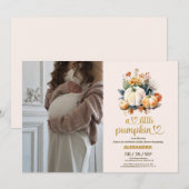 Invitation Baby shower floral de petite citrouille (Devant / Derrière)