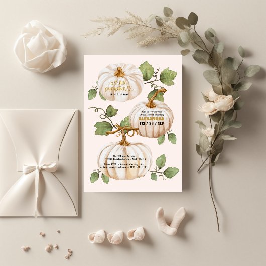 Invitation Baby shower floral de petite citrouille