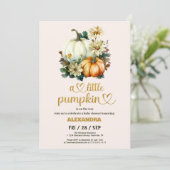 Invitation Baby shower floral de petite citrouille (Debout devant)