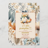 Invitation Baby shower floral de petite citrouille (Devant / Derrière)