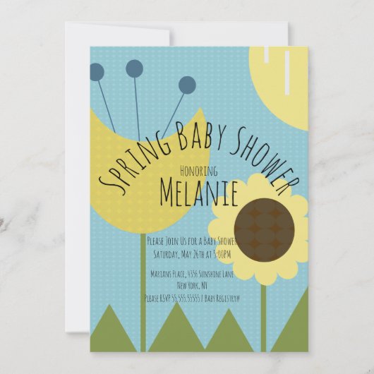 Invitation Baby shower floral de printemps (Devant)