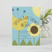 Invitation Baby shower floral de printemps (Debout devant)