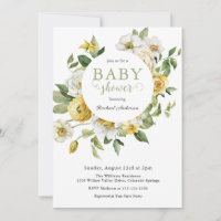 Baby shower floral de printemps jaune et blanc