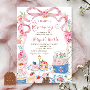 Invitation Baby Shower Floral de Printemps Victorien Tea Part