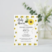 Invitation Baby shower floral de tournesol (Debout devant)