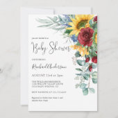 Invitation Baby shower floral de tournesol d'aquarelle (Devant)