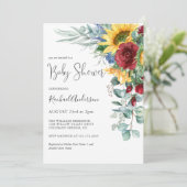 Invitation Baby shower floral de tournesol d'aquarelle (Debout devant)