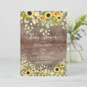 Invitation Baby shower floral de tournesol d'automne rustique (Debout devant)