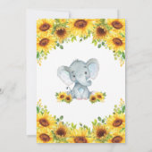 Invitation Baby shower floral de tournesol éléphant garçon (Dos)