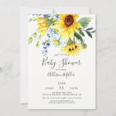 Invitation Baby shower floral de tournesol jaune joyeux (Devant)