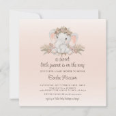 Invitation Baby shower floral d'éléphant Boho mode (Devant)