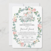 Invitation Baby shower floral d'éléphant dormant par Mail Gir (Devant)