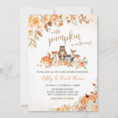 Invitation Baby shower Floral des animaux de bois (Devant)