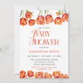 Invitation Baby shower Floral des Tulipes Oranges modernes (Devant)