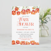 Invitation Baby shower Floral des Tulipes Oranges modernes (Debout devant)