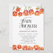 Invitation Baby shower Floral des Tulipes Oranges modernes (Devant)