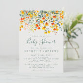 Invitation Baby shower floral d'été coloré (Debout devant)