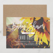 Invitation Baby shower floral d'été de tournesol rustique (Devant / Derrière)