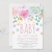 Invitation Baby shower Floral d'hiver rose (Devant)