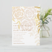 Invitation Baby shower Floral d'or (Debout devant)