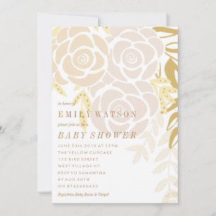 Invitation Baby shower Floral d'or