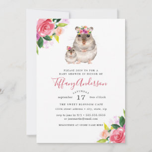 Invitation Baby Shower Floral Douce Maman Et Souris Bébé