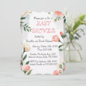 Invitation Baby shower floral doux rose (Debout devant)